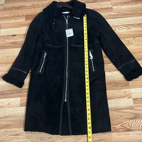 ZARA LONG FAUX SUEDE COAT JACKET size S - Picture 4 of 16